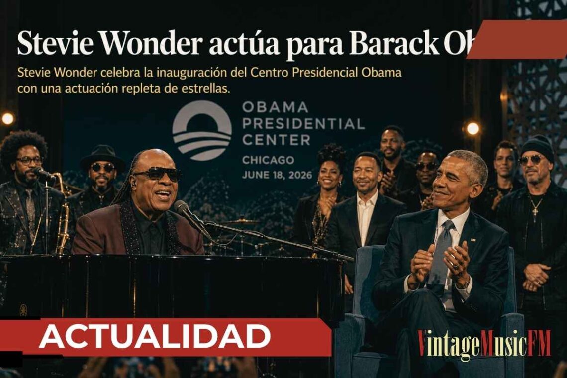 Stevie Wonder emociona a Chicago en la inauguración del Centro Presidencial Obama